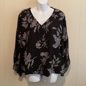 Vintage Jkara Black Beaded Dressy Top